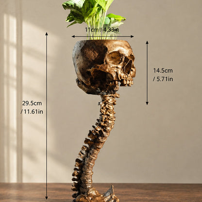 Gothic Skull Planter And Skeleton Vase Spooky Home Decor