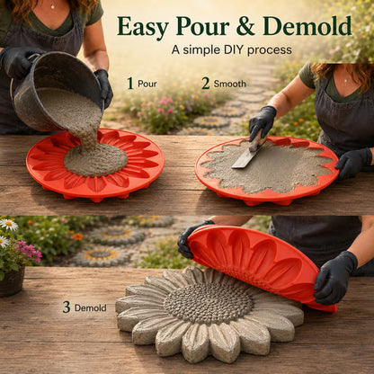 💥 LAST DAY 49% OFF - 🌻 Reusable Sunflower Stepping Stone Mold (📦Buy 3 & Get Free Shipping)