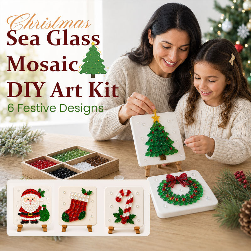 Christmas Sea Glass Mosaic DIY Art Kit 6 Festive Patterns