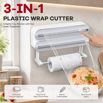 Food-Grade Cling Film Cutter with 50cm Magnetic Fridge Attachment & Paper Towel Holder