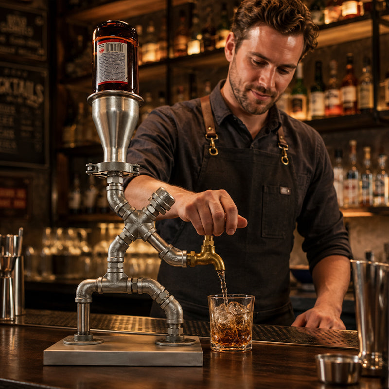 Industrial Pipe Gravity Drink Dispenser | Home Bar Conversation Piece