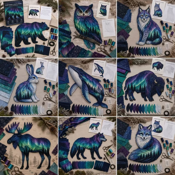 🐻Northern Lights Wildlife DIY Patchwork Kit
