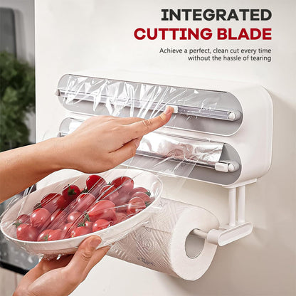 Food-Grade Cling Film Cutter with 50cm Magnetic Fridge Attachment & Paper Towel Holder