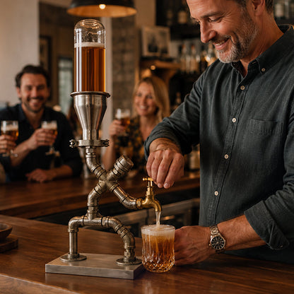 Industrial Pipe Gravity Drink Dispenser | Home Bar Conversation Piece