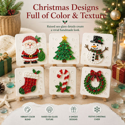 Christmas Sea Glass Mosaic DIY Art Kit 6 Festive Patterns