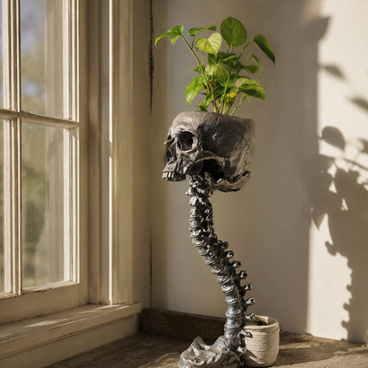 Gothic Skull Planter And Skeleton Vase Spooky Home Decor