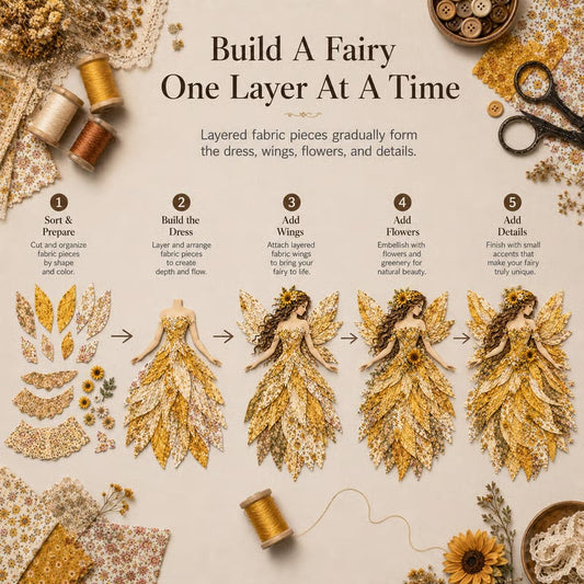 🧚‍♀️🌸 Premium DIY Kit ‘Fairy Patchwork’ | High-quality layered fabric with floral wings – DIY handmade fantasy wall decor ✨