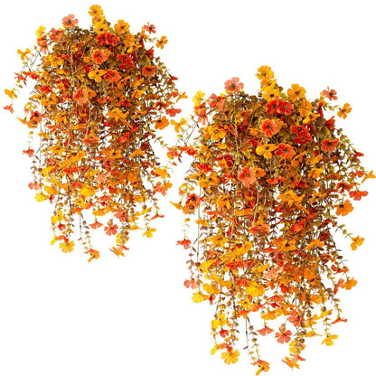 UV-Resistant Cascading Daisy & Eucalyptus Artificial Flowers for Outdoor Use