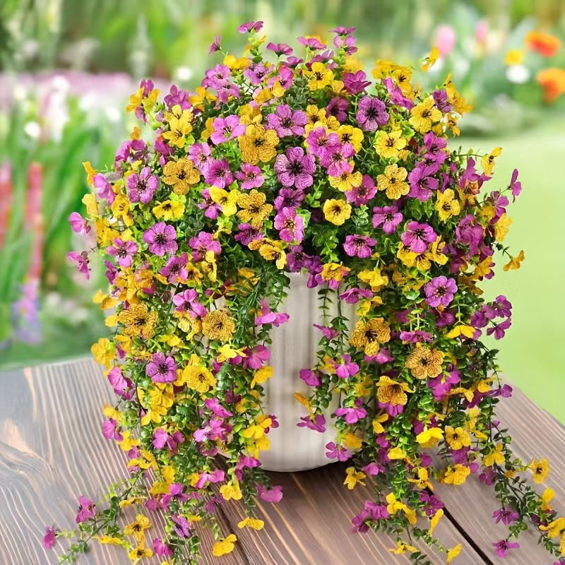 UV-Resistant Cascading Daisy & Eucalyptus Artificial Flowers for Outdoor Use