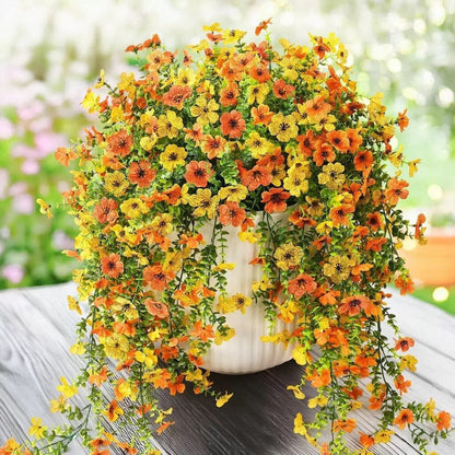UV-Resistant Cascading Daisy & Eucalyptus Artificial Flowers for Outdoor Use