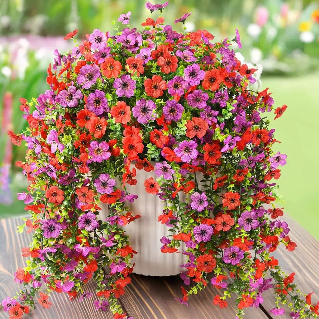 UV-Resistant Cascading Daisy & Eucalyptus Artificial Flowers for Outdoor Use