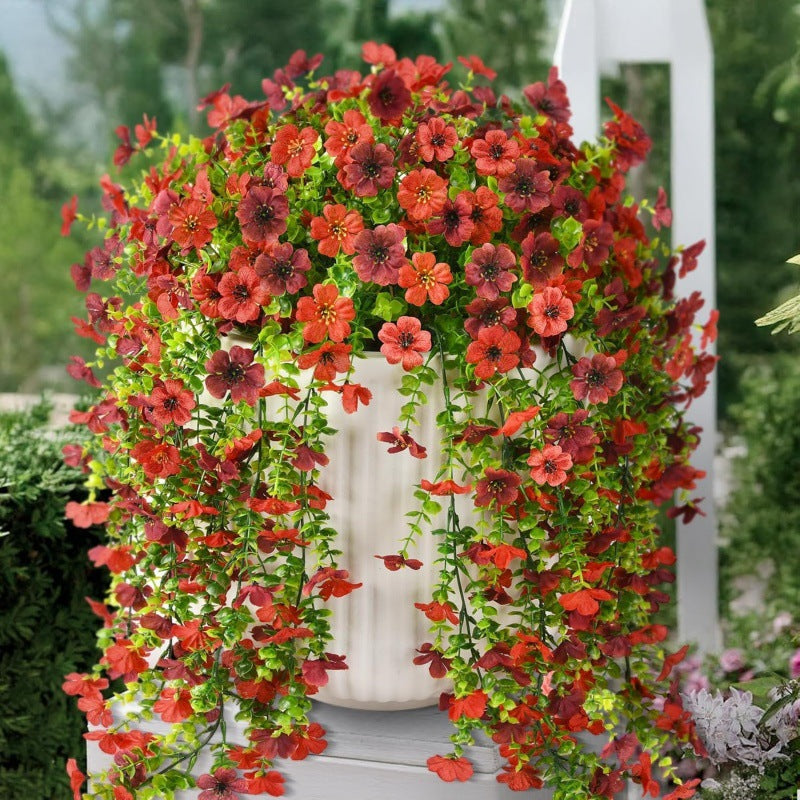 UV-Resistant Cascading Daisy & Eucalyptus Artificial Flowers for Outdoor Use