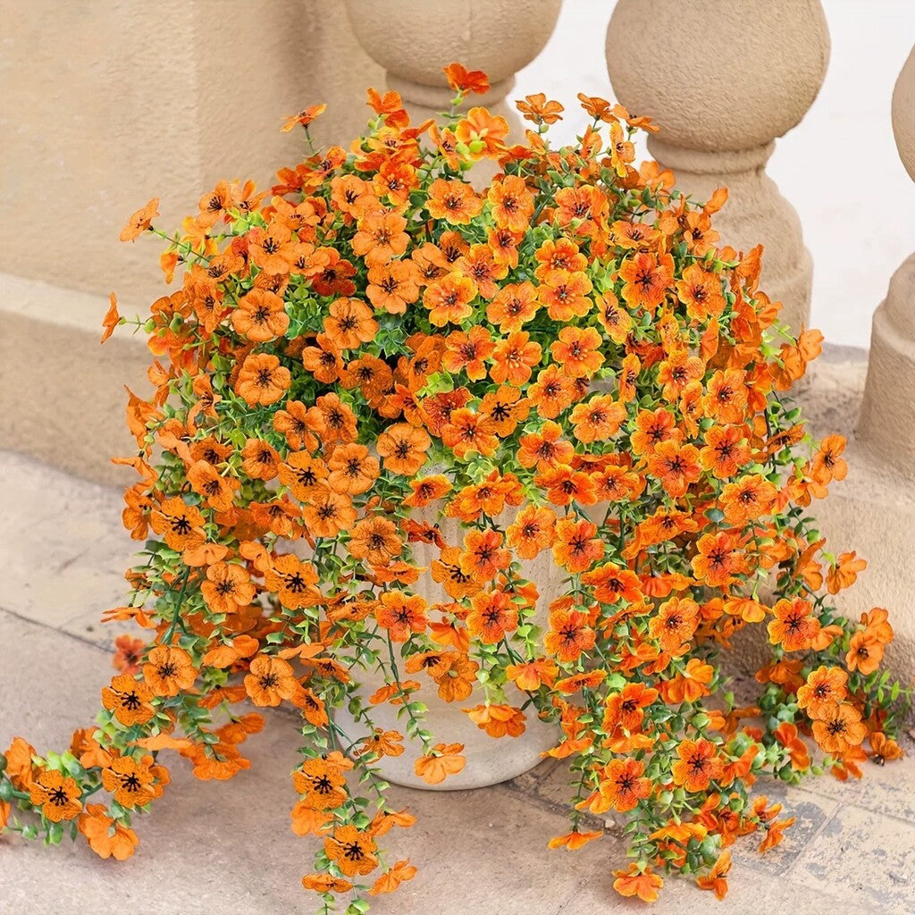 UV-Resistant Cascading Daisy & Eucalyptus Artificial Flowers for Outdoor Use