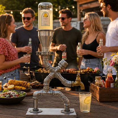 Industrial Pipe Gravity Drink Dispenser | Home Bar Conversation Piece