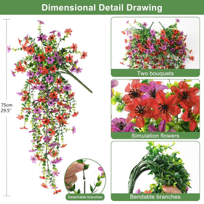 UV-Resistant Cascading Daisy & Eucalyptus Artificial Flowers for Outdoor Use