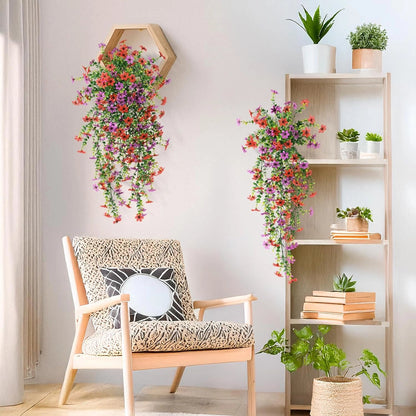 UV-Resistant Cascading Daisy & Eucalyptus Artificial Flowers for Outdoor Use