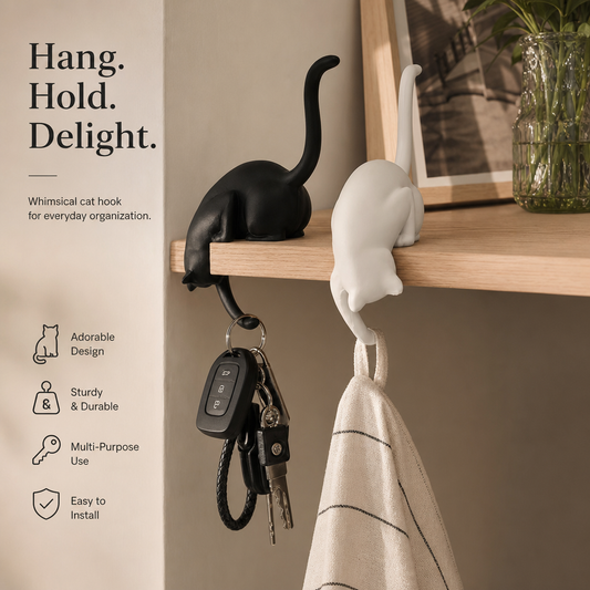 Creative Black Cat Tail Key Holder Hanging Hook For Home Decoration